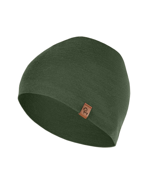 160gsm dark green Unisex Beanie Liner Hat in a white background