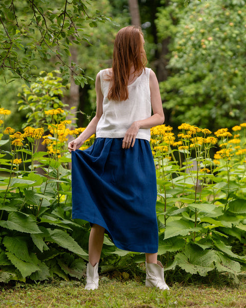 Linen Maxi Skirt with Pockets Sophia