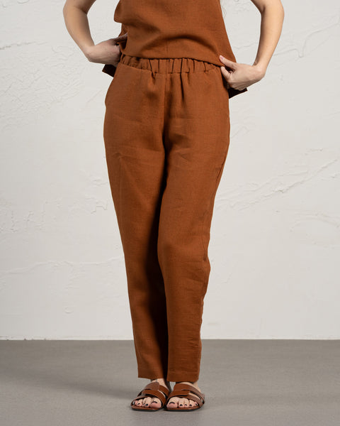 Linen Pants Dakota Almond Brown