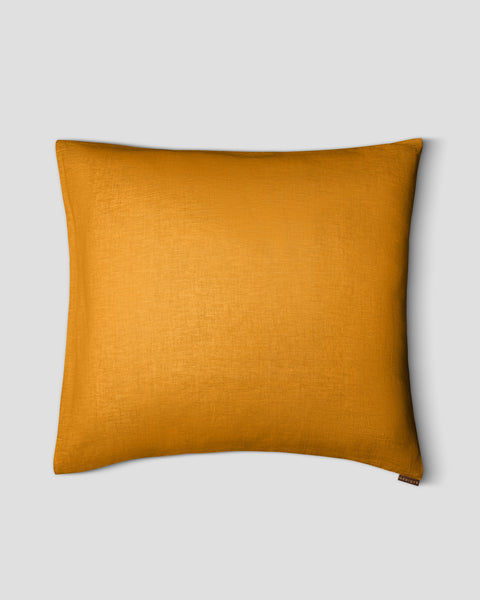 Linen Throw Pillow Cover Spicy Yellow