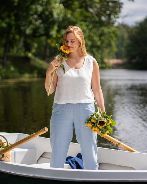 Linen Crop Top Ana Pure White