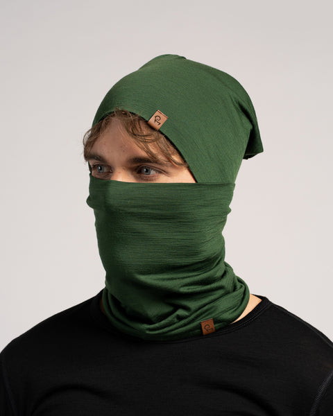 Unisex Merino Beanie & Gaiter 2-Piece Dark Green