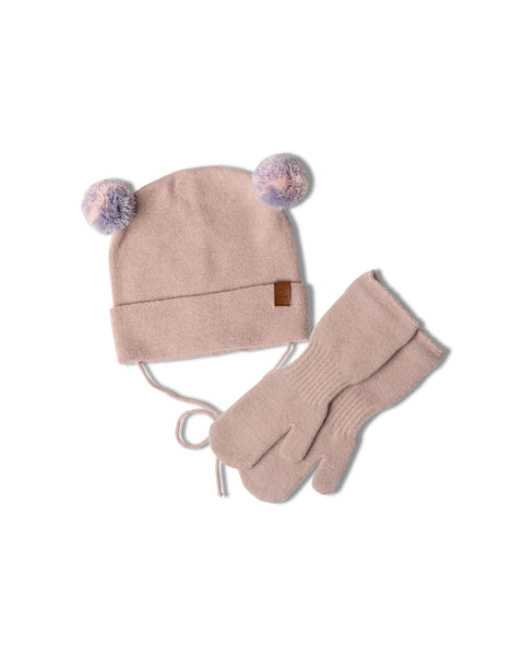 Knitted Baby Beanie & Mitten's 2-Piece Set