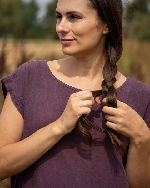Linen Smock Dress Cecilia Shadow Purple
