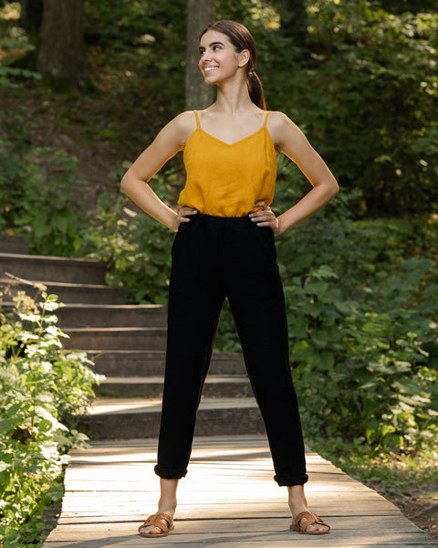 Linen Trousers Dakota Pure Black