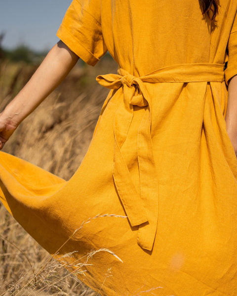 Linen Oversize Dress Olivia Spicy Yellow