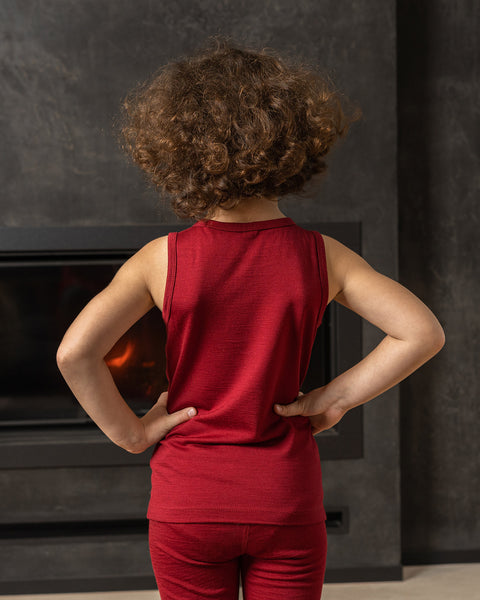 Kids Merino 160 Set of Tank Top & Bottom Royal Cherry