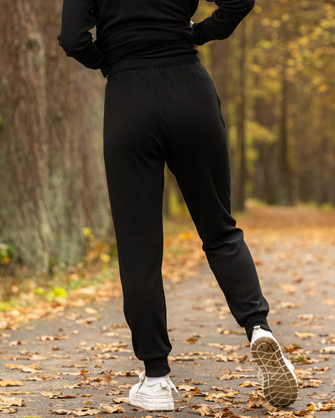 Women's Merino 250 Set of Zip Neck Top & Jogger Sweatpants Black