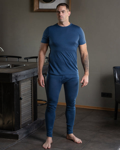 Men's 160 Merino Set of Short Sleeve & Bottom Denim