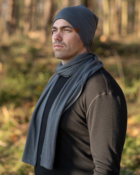 menique Men's Merino Scarf Perfect Grey Color