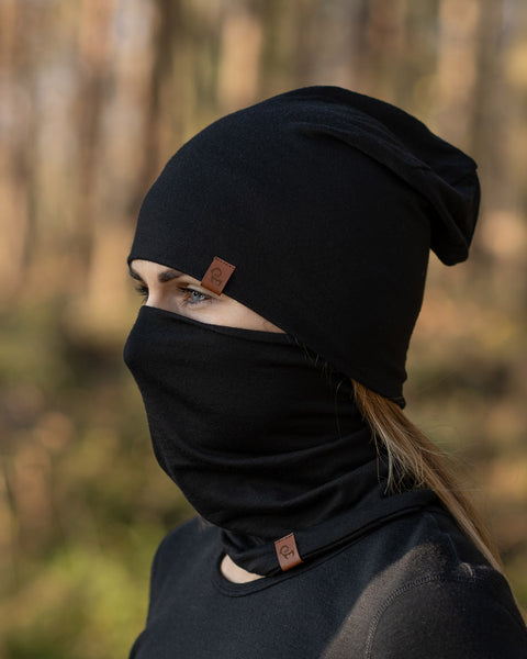 Women's Merino Beanie & Gaiter 2-Piece Black