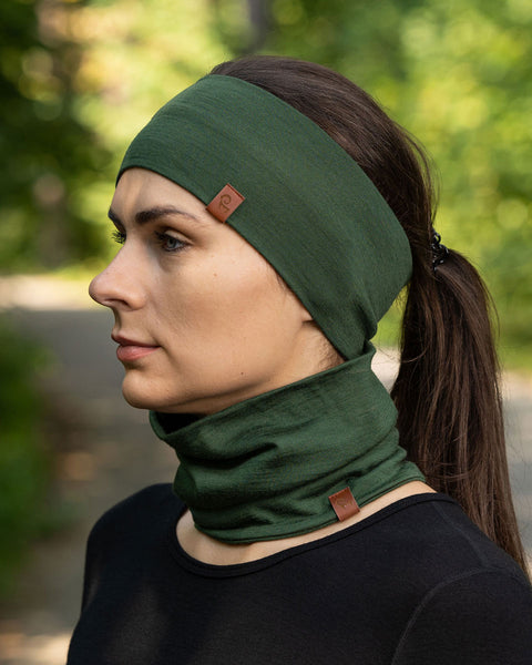Women's Headband and Gaiter Set Dark Green