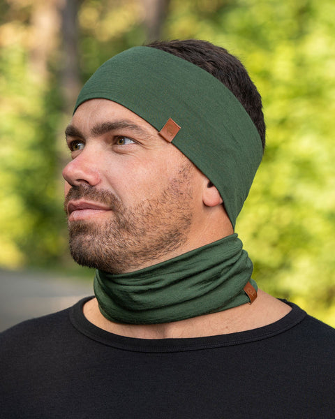 Men's Headband and Gaiter Set Dark Green