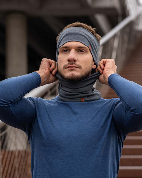 Men's Headband and Gaiter Set Perfect Grey