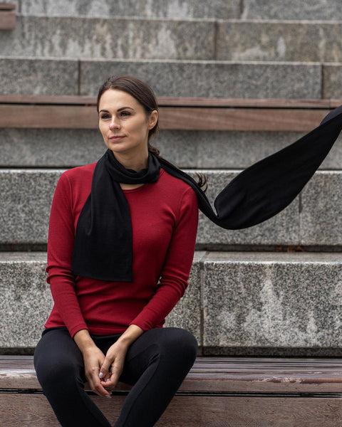 Women's Scarf Black Merino