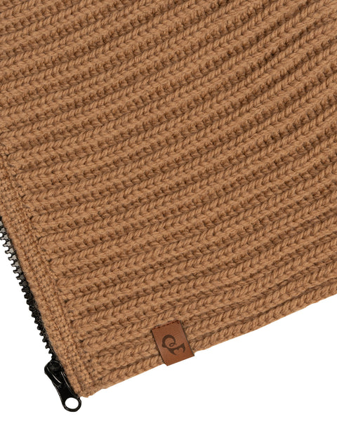 Men&#39;s Hood Zipper Balaclava Knitted Merino in caramel brown