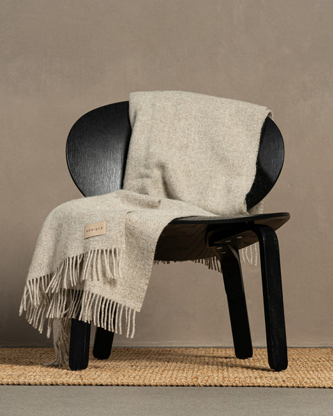 Natural Wool Blanket Throw Milan Beige