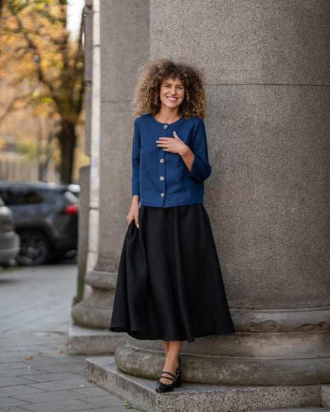 European Linen Jacket Alice Storm Blue