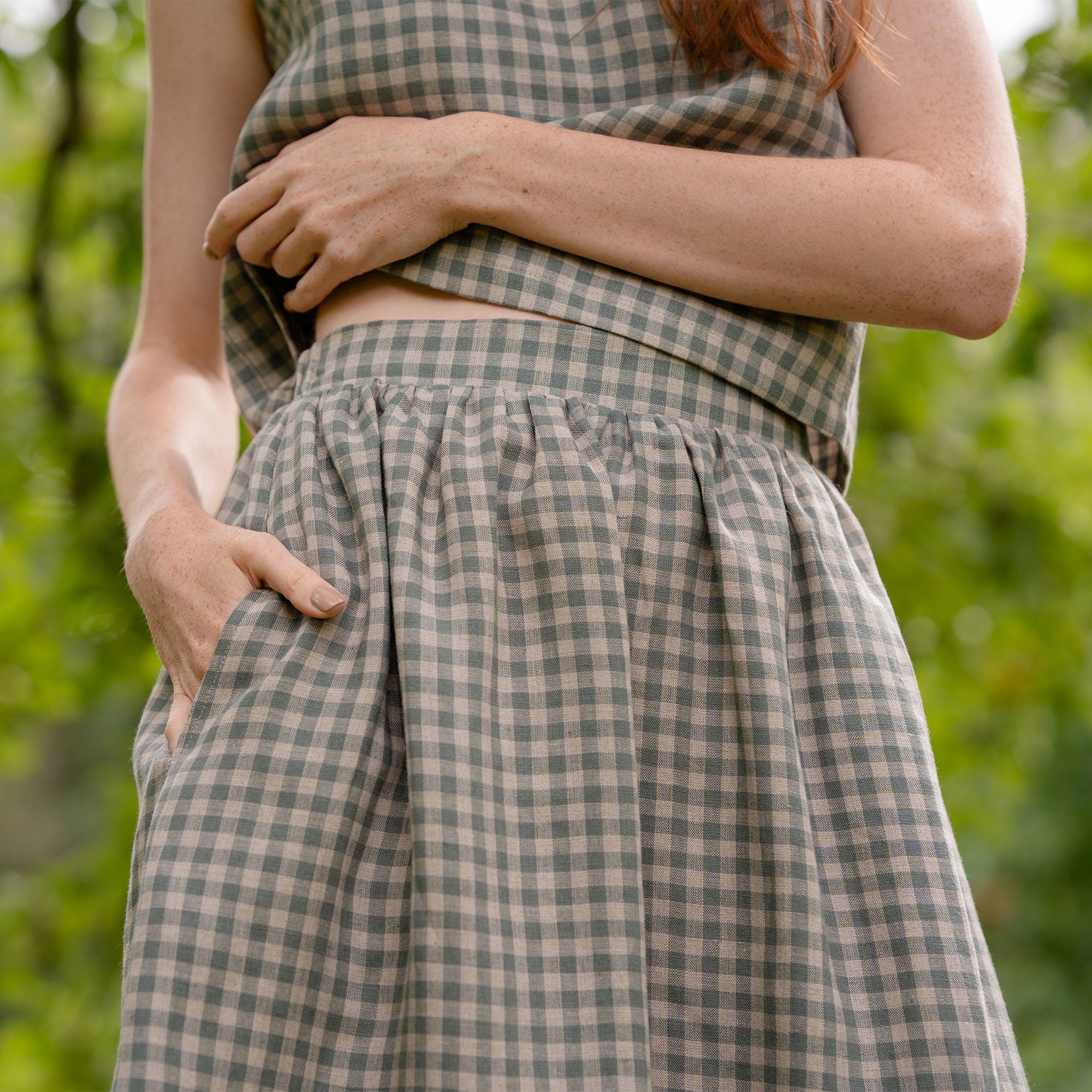 Gingham green skirt best sale