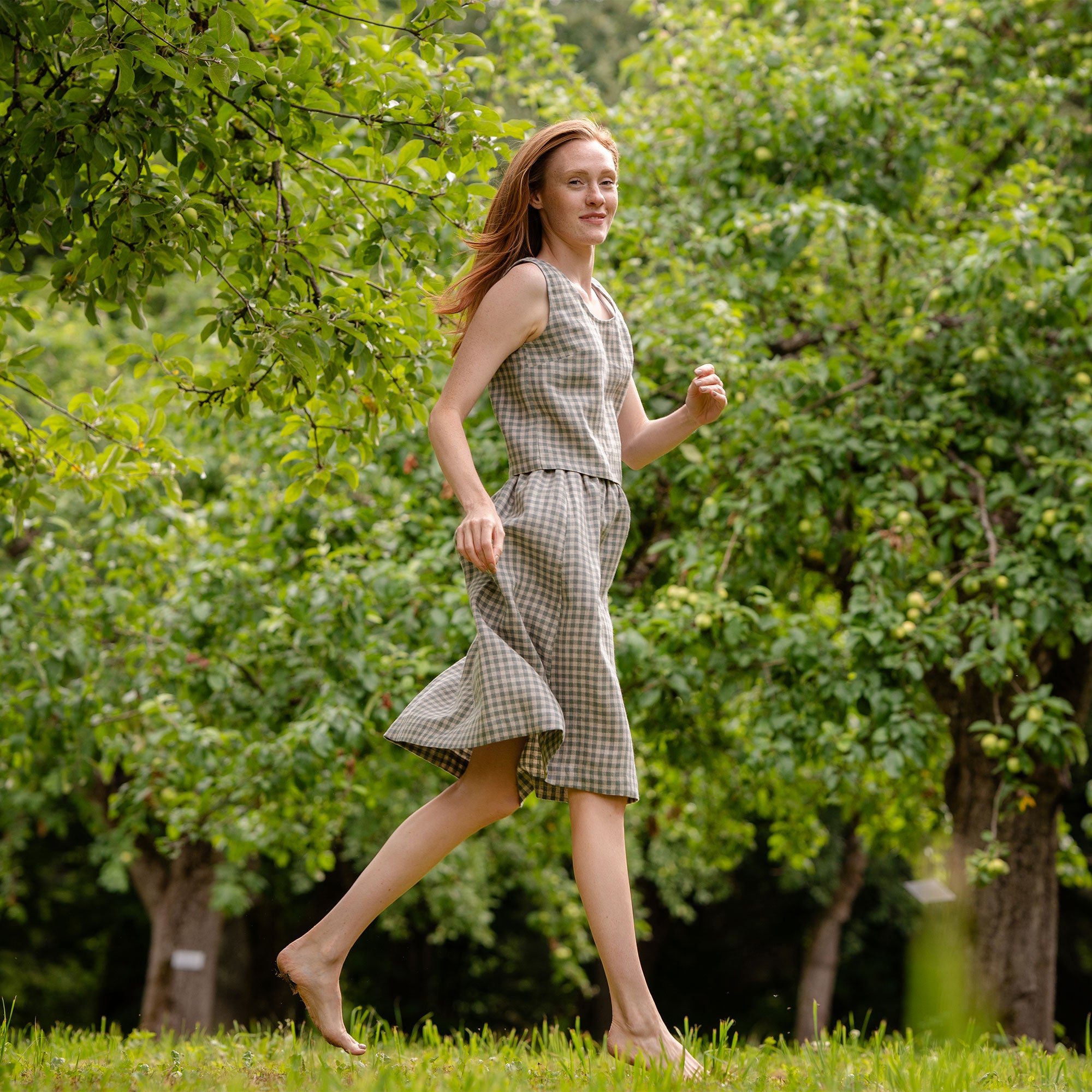 Green gingham midi skirt best sale