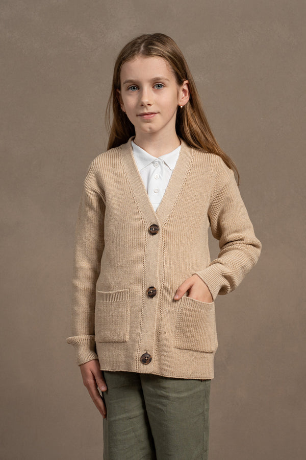 Kids' Merino Wool Cardigan Cleo Beige