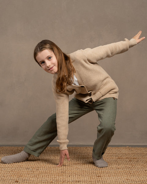 Kids&#39; Merino Wool Cardigan Cleo Beige