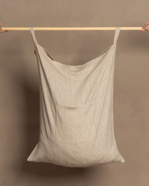 Linen Hanging Laundry Bag in natural