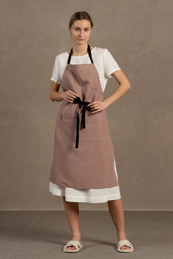 Linen Adjustable Apron in faded rose