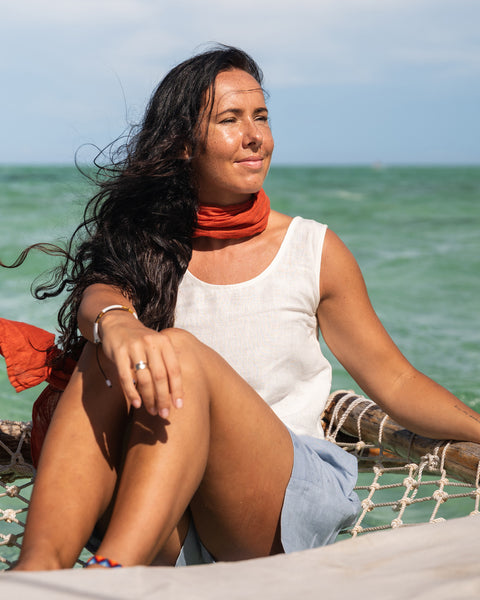 Linen Crop Top Ana Pure White