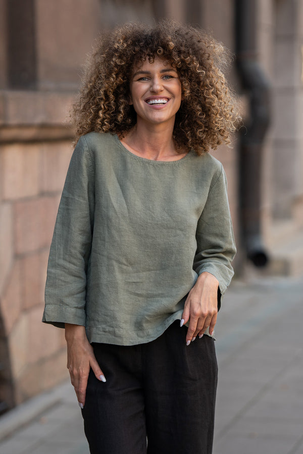 Linen Blouse Nora Stone Green