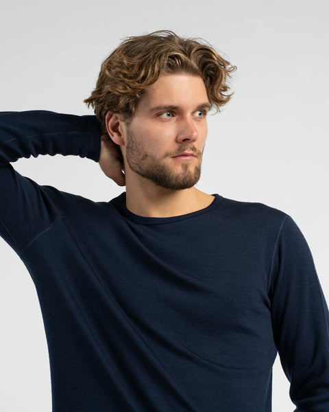 Men's 250 Long Sleeve &amp; Bottom 2-Piece Navy Blue