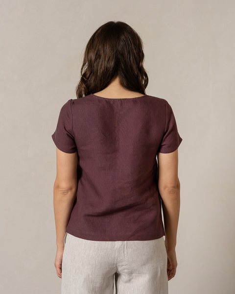 Linen T-Shirt Top Emma Shadow Purple