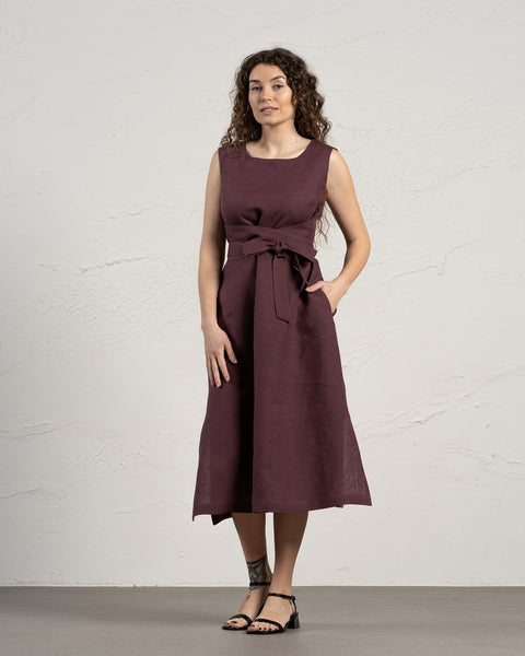 Sleeveless Obi Wrap Dress Hailey Shadow Purple
