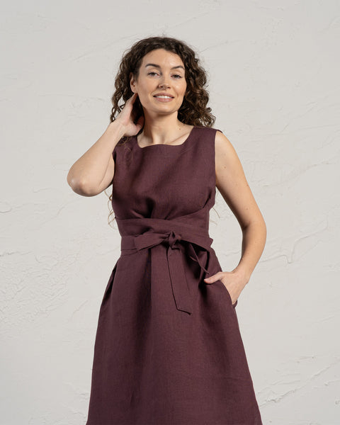 Sleeveless Obi Wrap Dress Hailey Shadow Purple