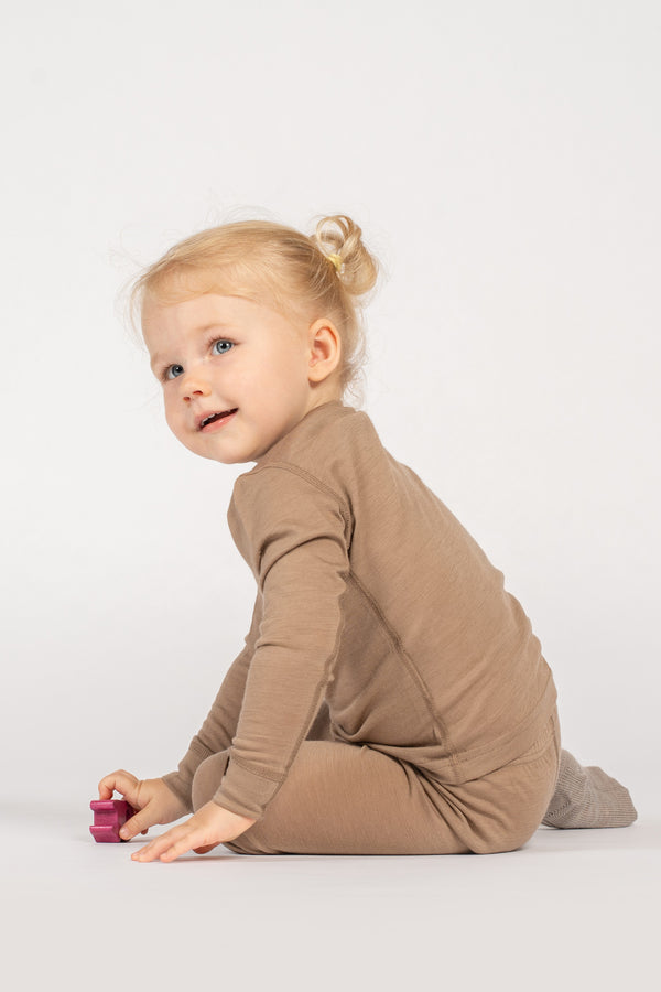 Kids' 160 Long Sleeve & Bottom 2-Piece Beige