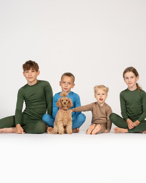 Kids&#39; 160 Long Sleeve &amp; Bottom 2-Piece Dark Green