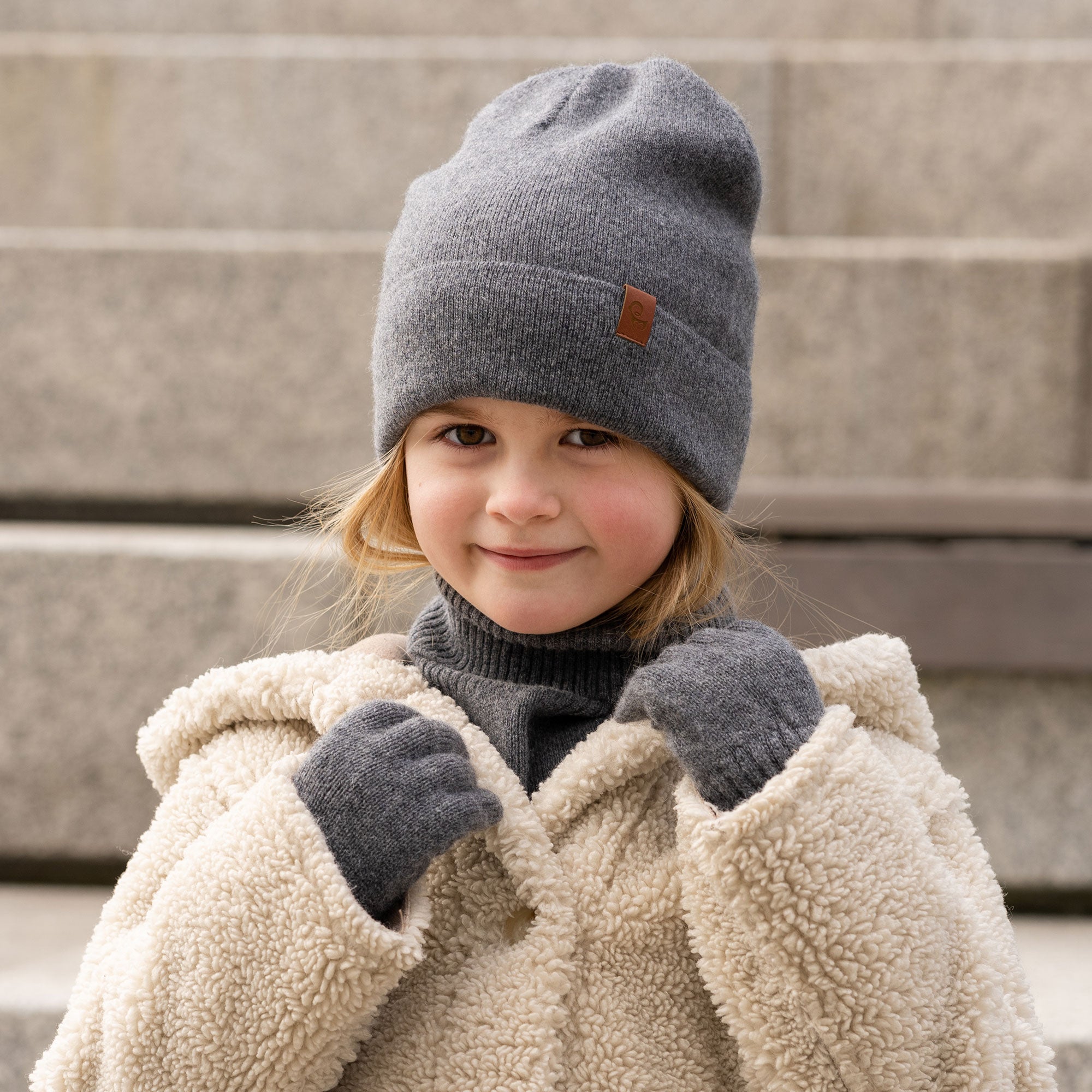 Kids Knitted Beanie & Gloves 2-Piece Set