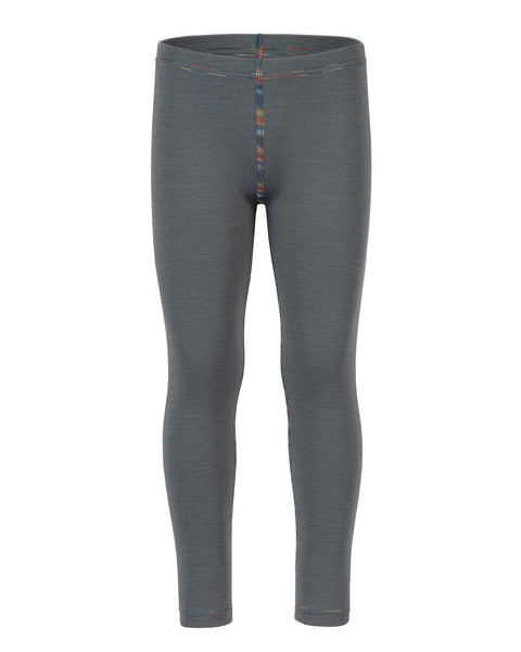 Front view of the kids&#39; menique merino 250gsm pants, in perfect gray color, white background.