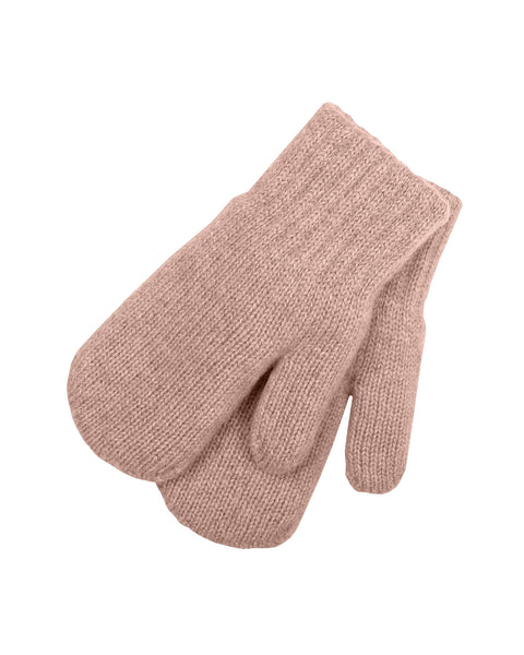 Kids&#39; Knit Double Mittens Merino &amp; Cashmere Dusty Pink