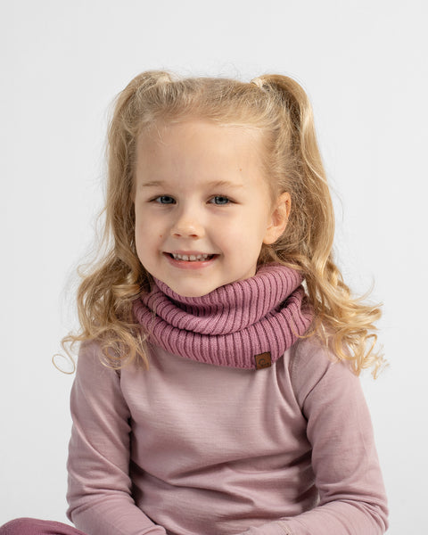Kids' 100% Merino Wool Ribbed Knit Neck Gaiter