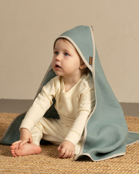 Linen baby towel in mint green color