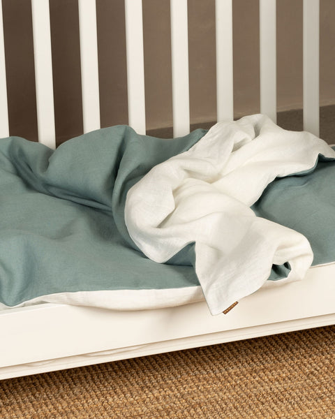 Linen Baby Duvet Cover in mint green