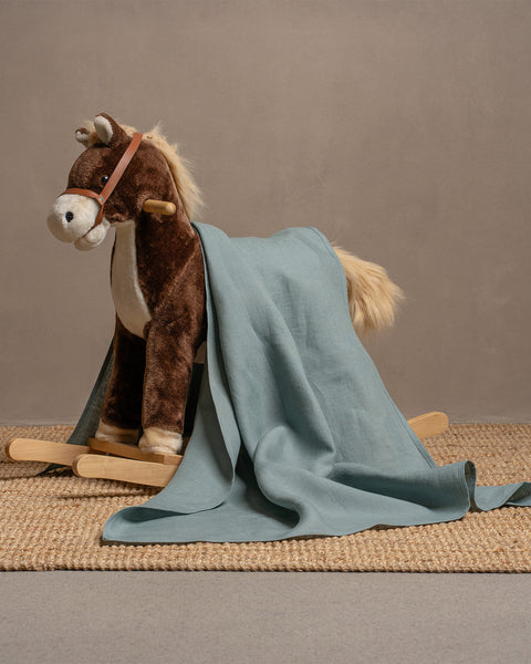 Linen Throw for Baby in Dusty Mint Green Color