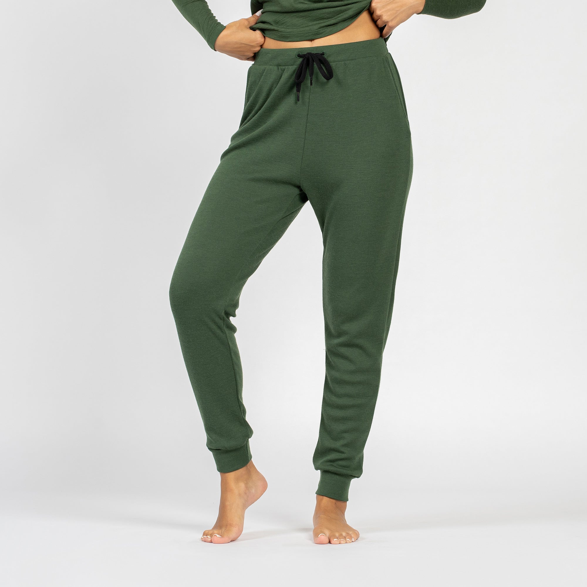 Women s Merino Sweatpants Dark Green menique