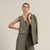 Linen 3-Piece Set of Blazer Quin, Vest Ava & Pants Havana in stone green color