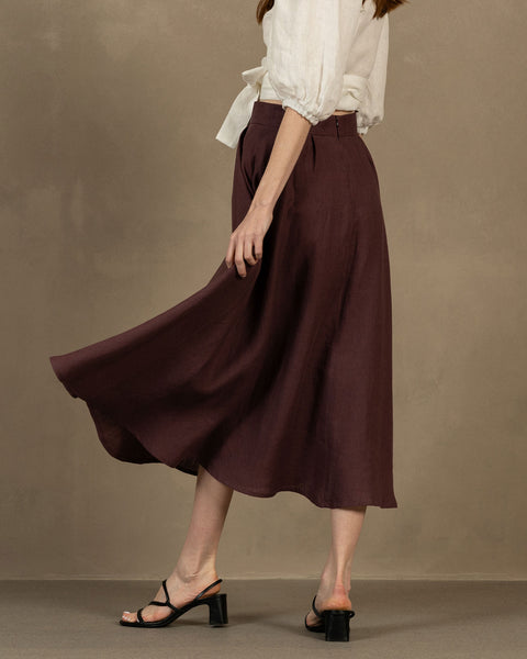 Linen Circle Skirt Evelyn Shadow Purple