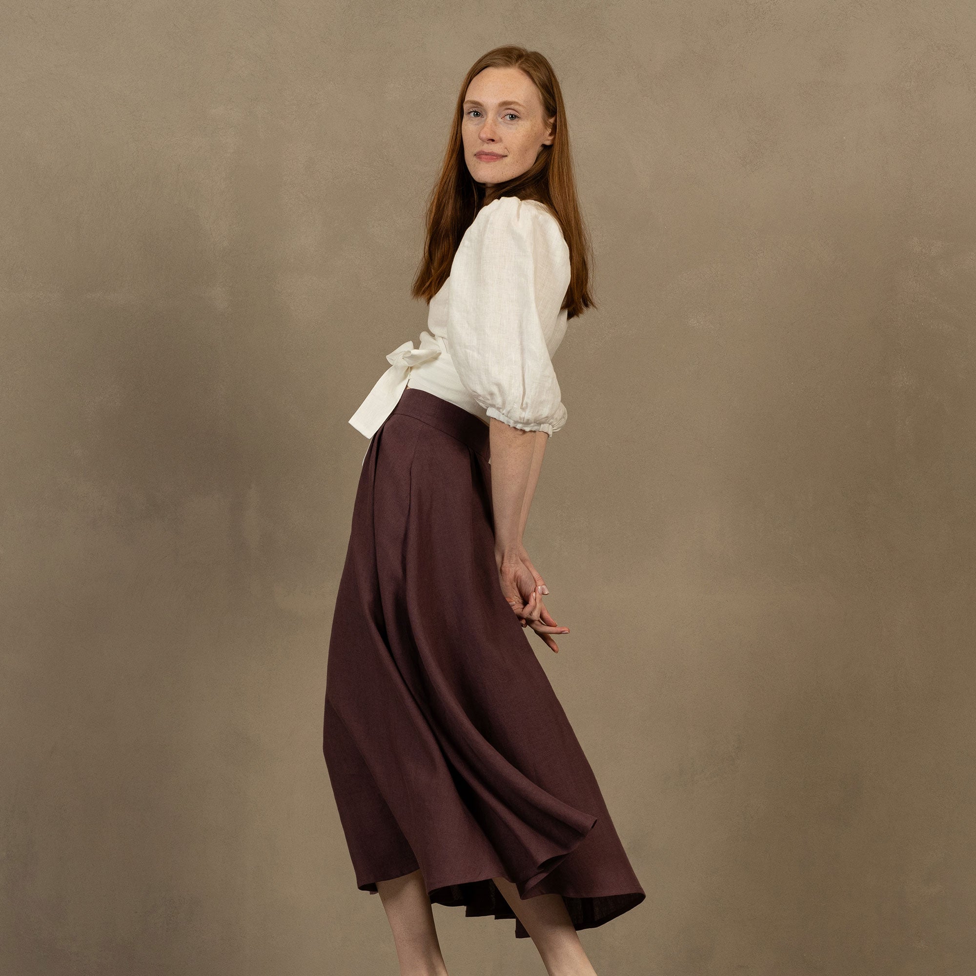 Linen Skirt Evelyn Shadow Purple