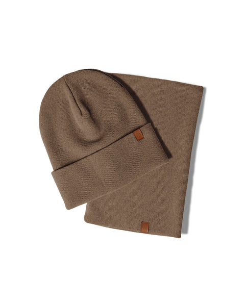 Women&#39;s Knitted Beanie &amp; Gaiter 2-Piece Set brown
