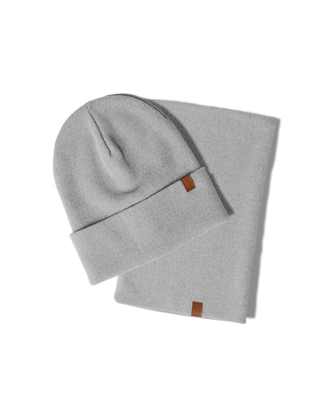 Women&#39;s Knitted Beanie &amp; Gaiter 2-Piece Set light gray