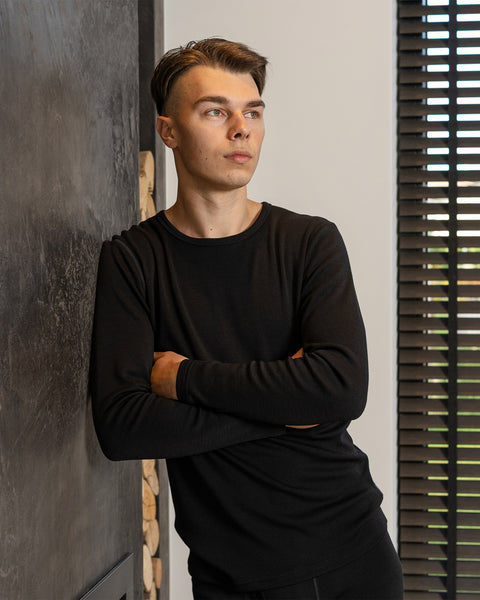 Men&#39;s 250 Thermal Long Sleeve Crew Black
